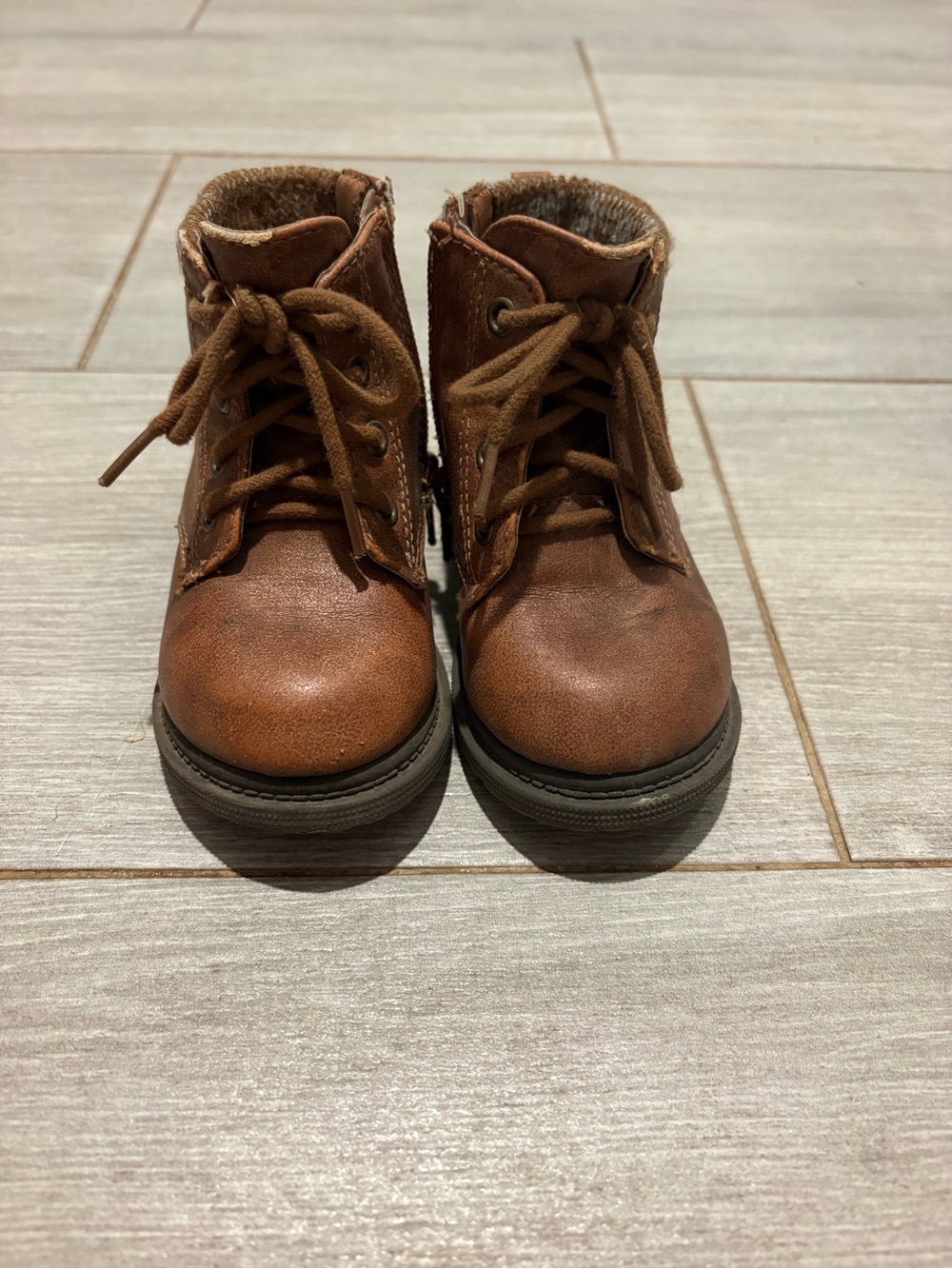 wonder nation Brown Lace-Up Ankle Boots for Kids